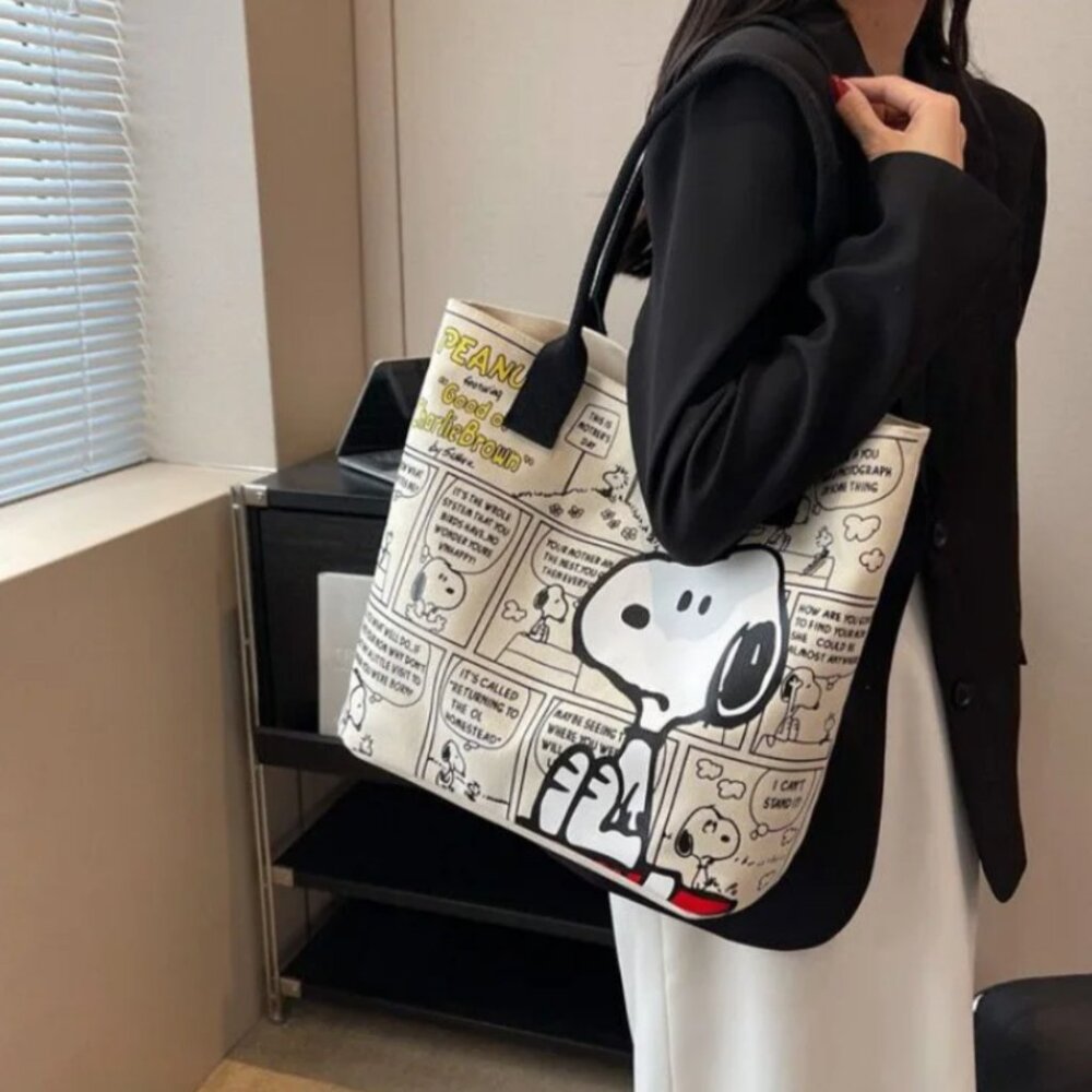 SNOOPY Large Capacity Canvas Tote Bag NEW - Picture 7 of 9